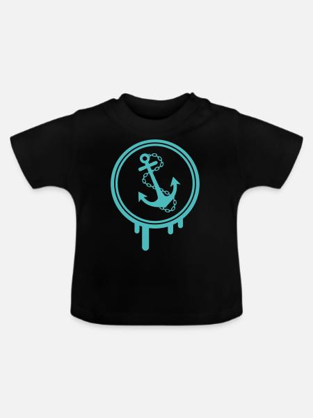 anker icon klecks - Baby Bio-T-Shirt mit Rundhals - Schwarz