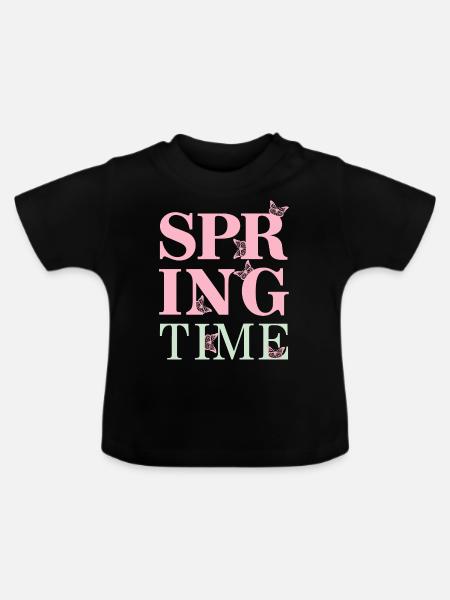 SpringTime - Endlich Frühling! - Baby Bio-T-Shirt mit Rundhals - Schwarz