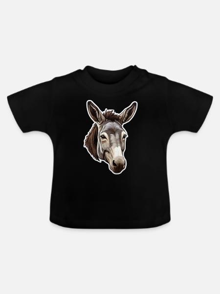 Eselkopf - Baby Bio-T-Shirt mit Rundhals - Schwarz