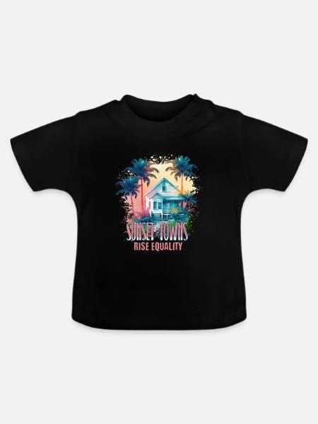 Sunset Sunrise Inclusive Equality Elevation - Baby Bio-T-Shirt mit Rundhals - Schwarz