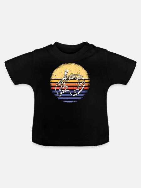 Painter Retro Sunset Painting - Baby Bio-T-Shirt mit Rundhals - Schwarz