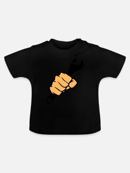 faust schraubenschlüssel - Baby Bio-T-Shirt mit Rundhals - Schwarz