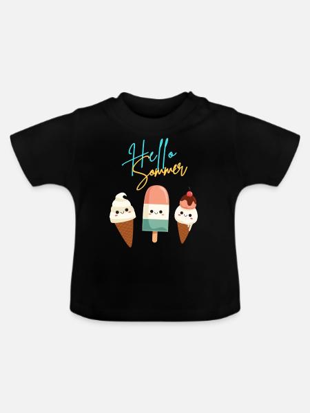 Hello Sommer - Baby Bio-T-Shirt mit Rundhals - Schwarz
