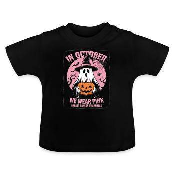 Halloween Pink Geist - Baby Bio-T-Shirt mit Rundhals - Schwarz - Vorne