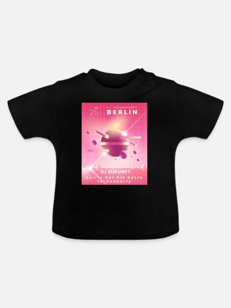 Berliner Techno - Baby Bio-T-Shirt mit Rundhals - Schwarz