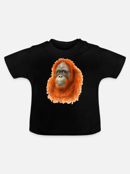 orang utan - Baby Bio-T-Shirt mit Rundhals - Schwarz