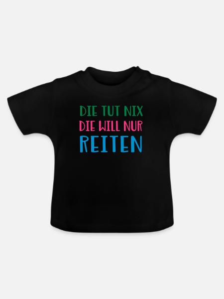 reiten - Baby Bio-T-Shirt mit Rundhals - Schwarz
