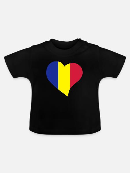 Rumänischer Herz - Baby Bio-T-Shirt mit Rundhals - Schwarz
