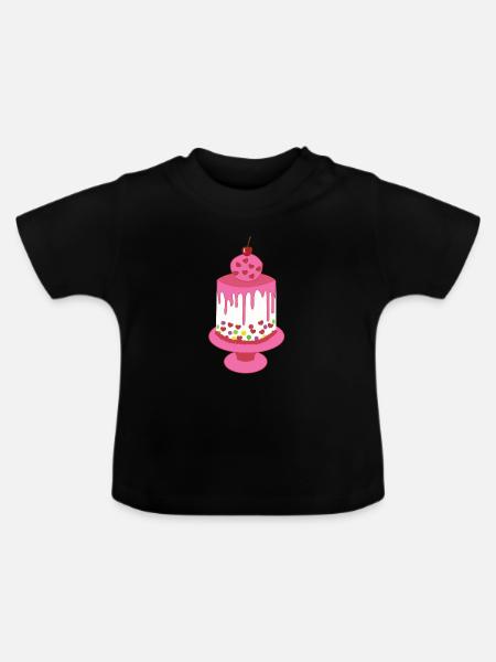 Torte - Baby Bio-T-Shirt mit Rundhals - Schwarz