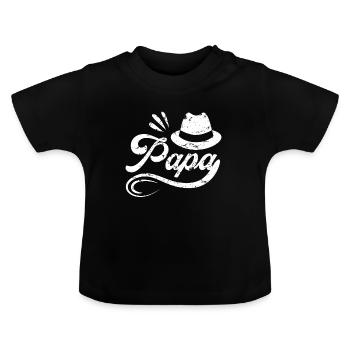 Papa Shirt Pap Dad Vater Vatertag Geschenk Idee - Baby Bio-T-Shirt mit Rundhals - Schwarz - Vorne