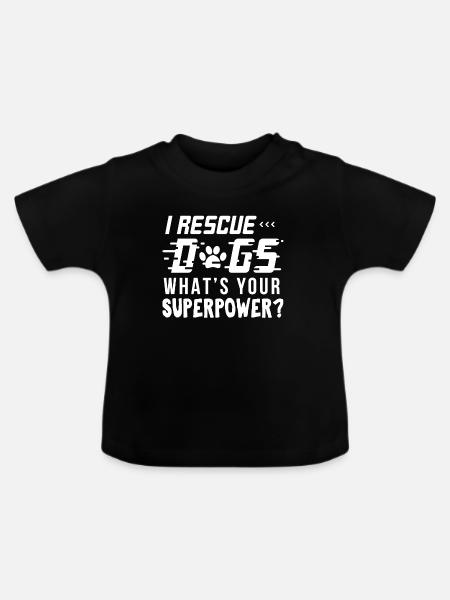 Ich rette Hundehemd - Baby Bio-T-Shirt mit Rundhals - Schwarz