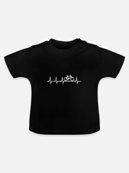 Herzschlag am Fahrrad - Baby Bio-T-Shirt mit Rundhals - Schwarz