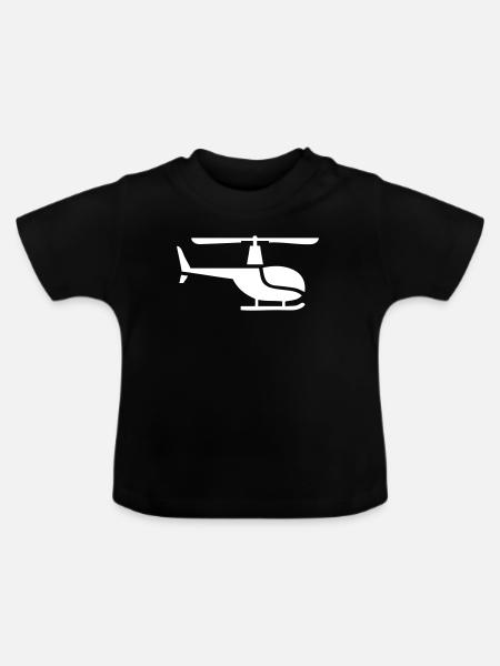 Helikopter seitlich - Baby Bio-T-Shirt mit Rundhals - Schwarz