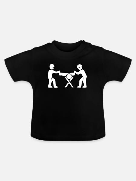 Sägen von Holz - Baby Bio-T-Shirt mit Rundhals - Schwarz