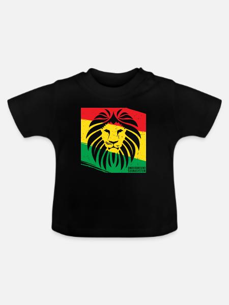 Löwe im Rasta Stil - Baby Bio-T-Shirt mit Rundhals - Schwarz