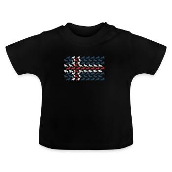 Trikolore-Pferde in einem sich wiederholenden Muster - Baby Bio-T-Shirt mit Rundhals - Schwarz - Vorne