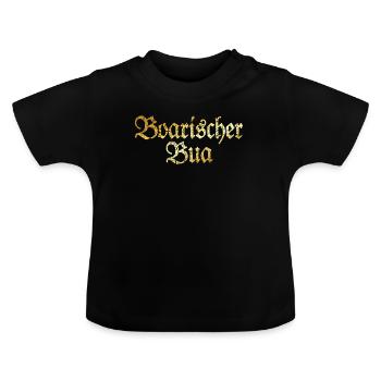 Boarischer Bua - Bayerischer Bube (Goldgelb) - Baby Bio-T-Shirt mit Rundhals - Schwarz - Vorne