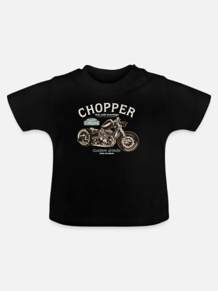Chopper Custom Engine - Baby Bio-T-Shirt mit Rundhals - Schwarz