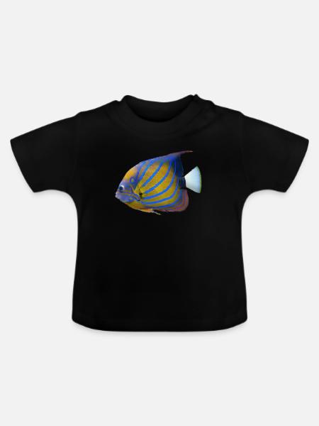 fish tropical - Baby Bio-T-Shirt mit Rundhals - Schwarz