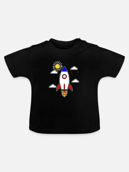 Schulstart Rakete Raumschiff Schulbeginn Schule - Baby Bio-T-Shirt mit Rundhals - Schwarz
