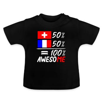 50% Schweiz 50% Frankreich - Baby Bio-T-Shirt mit Rundhals - Schwarz - Vorne