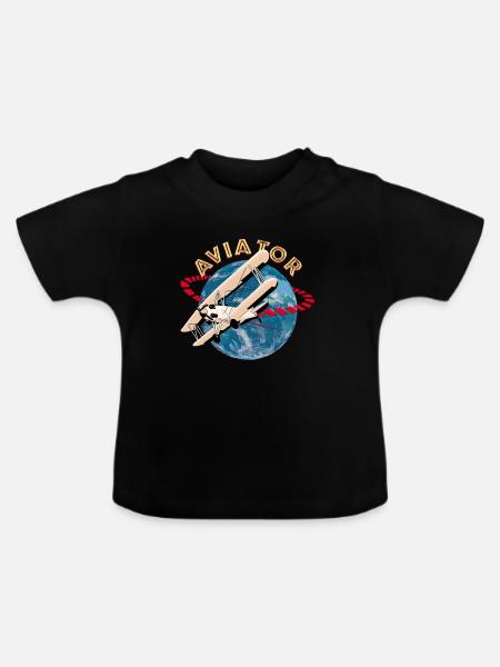 Pilot von Flugzeugen - Baby Bio-T-Shirt mit Rundhals - Schwarz