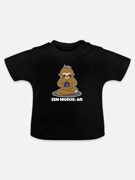 Kaffeetrinker Kaffee Trinken Faultier Kaffeetasse - Baby Bio-T-Shirt mit Rundhals - Schwarz