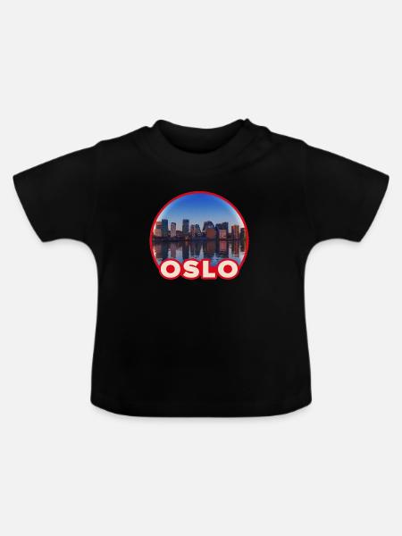 Oslo Skyline Rundlogo - Baby Bio-T-Shirt mit Rundhals - Schwarz
