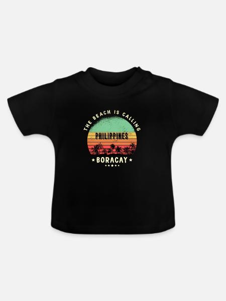 Boracay Indonesien Strand Design - Baby Bio-T-Shirt mit Rundhals - Schwarz