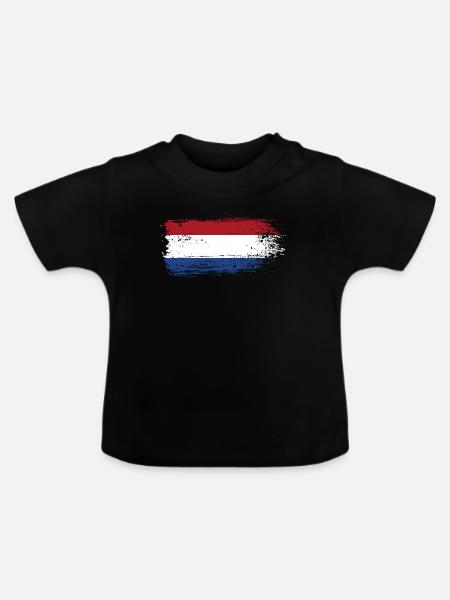 Pinselstrich Holländische Trikolore - Baby Bio-T-Shirt mit Rundhals - Schwarz