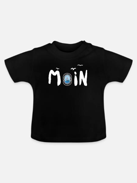 Moin Leuchtturm - Baby Bio-T-Shirt mit Rundhals - Schwarz