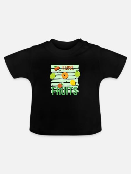 I love Fruits - Baby Bio-T-Shirt mit Rundhals - Schwarz