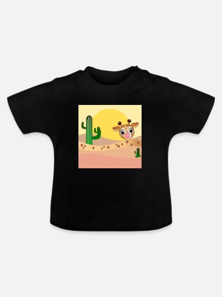 GIRAFFE WÜSTE - Baby Bio-T-Shirt mit Rundhals - Schwarz