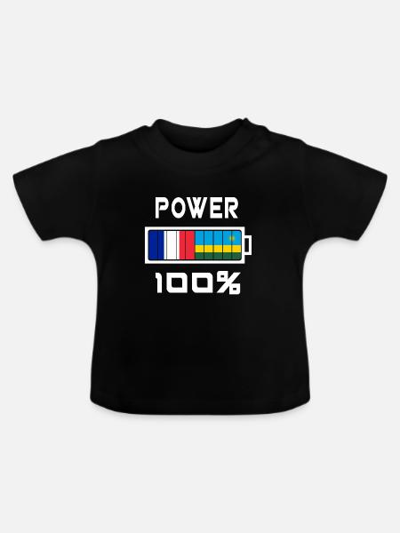 Ruanda und Frankreich Power 100 - Baby Bio-T-Shirt mit Rundhals - Schwarz