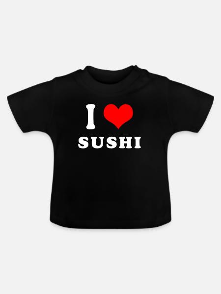 Ich liebe Sushi - Baby Bio-T-Shirt mit Rundhals - Schwarz