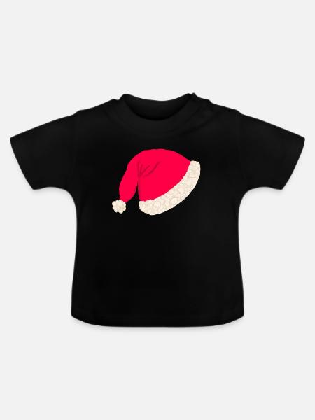 Weihnachtsmütze ohne Text - Baby Bio-T-Shirt mit Rundhals - Schwarz