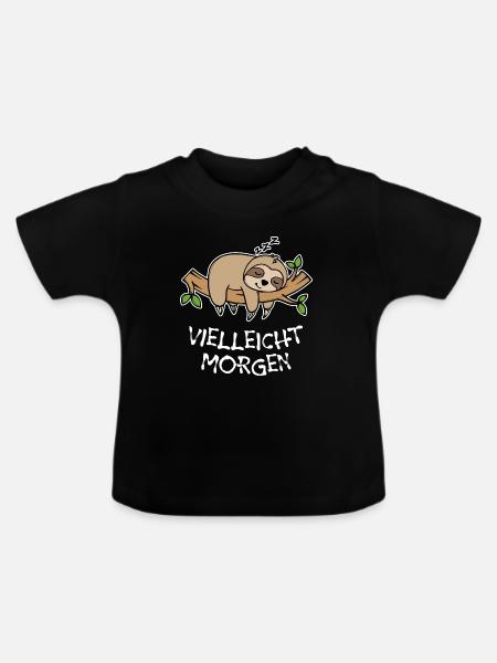 Urwald Tier Faul Schlafen Faultier Statement - Baby Bio-T-Shirt mit Rundhals - Schwarz