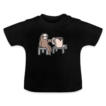mammal late riser sloth mammal lazy - Baby Organic T-Shirt with Round Neck - black - Front