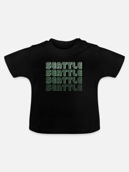 Seattle Retro Blockletters - Baby Bio-T-Shirt mit Rundhals - Schwarz