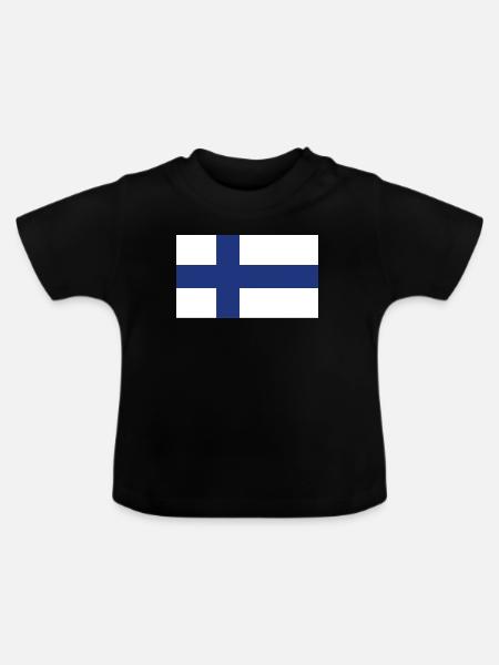 Finnland National Flagge - Baby Bio-T-Shirt mit Rundhals - Schwarz