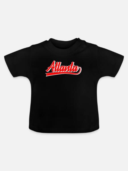 Atlanta Script Retro Logo - Baby Bio-T-Shirt mit Rundhals - Schwarz