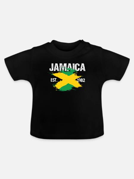 Jamaica Brush Flag Est1982 - Baby Bio-T-Shirt mit Rundhals - Schwarz