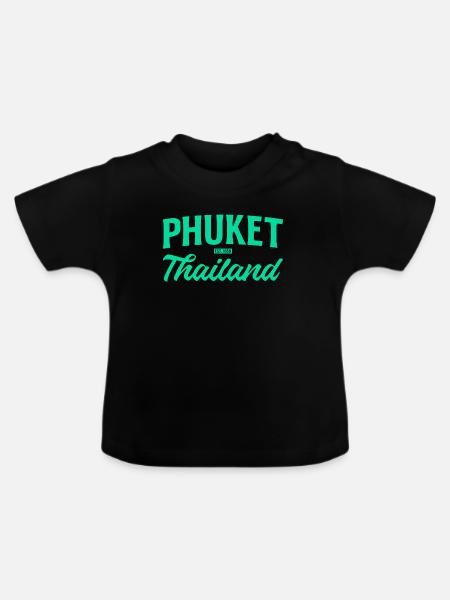 Phuket Thailand Teal Script - Baby Bio-T-Shirt mit Rundhals - Schwarz
