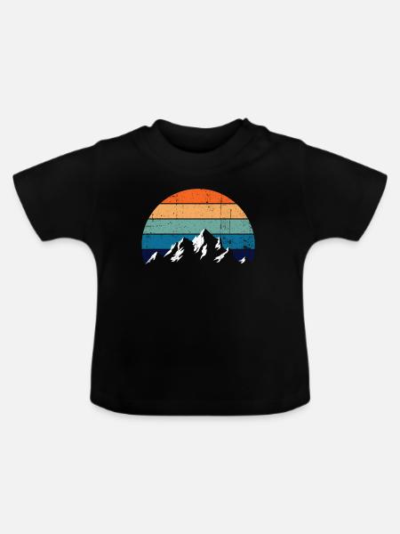 Retro Mountain Sunset Gradient - Baby Bio-T-Shirt mit Rundhals - Schwarz