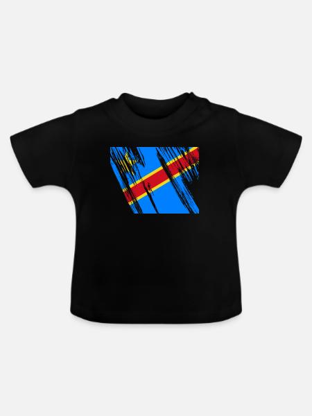 Kongo Flagge - Baby Bio-T-Shirt mit Rundhals - Schwarz