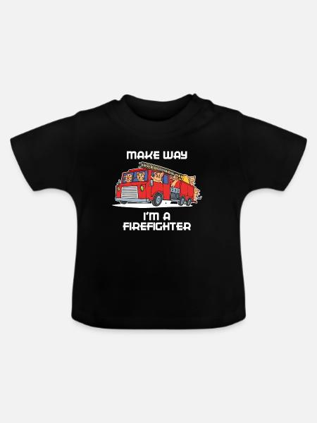 Feuerwehr Feuerwehrauto Statement Berufsfeuerwehr - Baby Bio-T-Shirt mit Rundhals - Schwarz