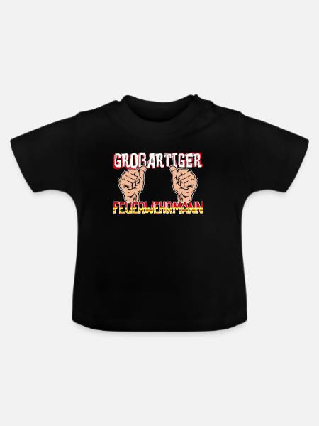 Feuerwehrmann Lebensretter Feuerwehr Statement - Baby Bio-T-Shirt mit Rundhals - Schwarz