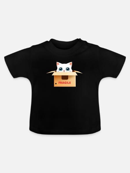 Zerbrechliches Kätzchen in der Kawaii-Box - Baby Bio-T-Shirt mit Rundhals - Schwarz