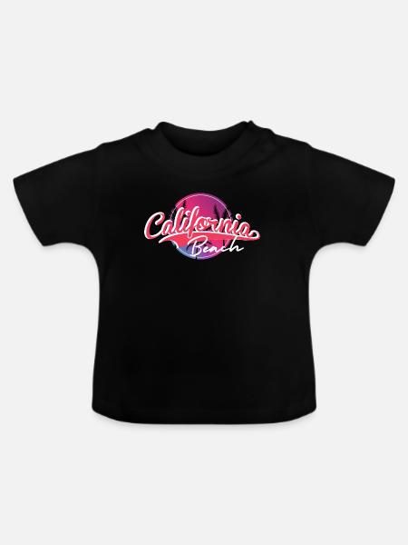 California Beach Sunset Skript - Baby Bio-T-Shirt mit Rundhals - Schwarz