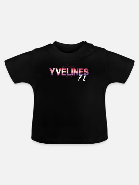 Yvelines 78 Skyline Glow - Baby Bio-T-Shirt mit Rundhals - Schwarz